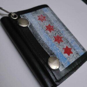 genuine cowhide leather waller chicago flag waller vintage